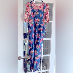 Size 14 Matilda Jane overalls with matching shirt EUC